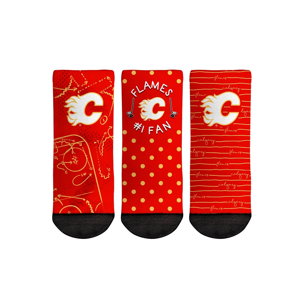 Chaussettes Rock Em pour tout-petit Calgary Flames #1 Fan Lot de 3 paires de chaussettes