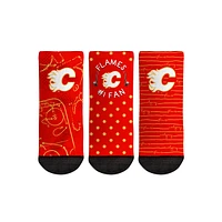 Chaussettes Rock Em pour tout-petit Calgary Flames #1 Fan Lot de 3 paires de chaussettes