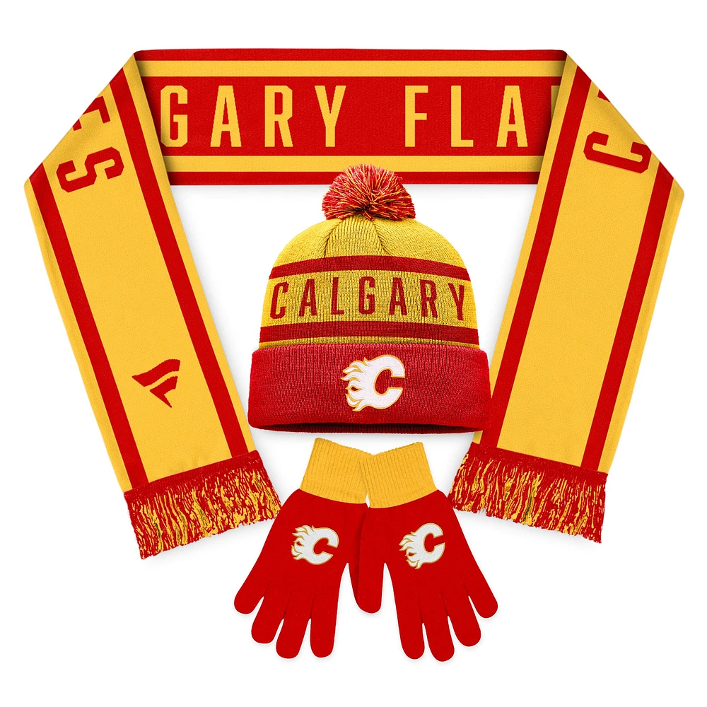 Unisex Fanatics Calgary Flames Scarf, Glove & Knit Combo Pack