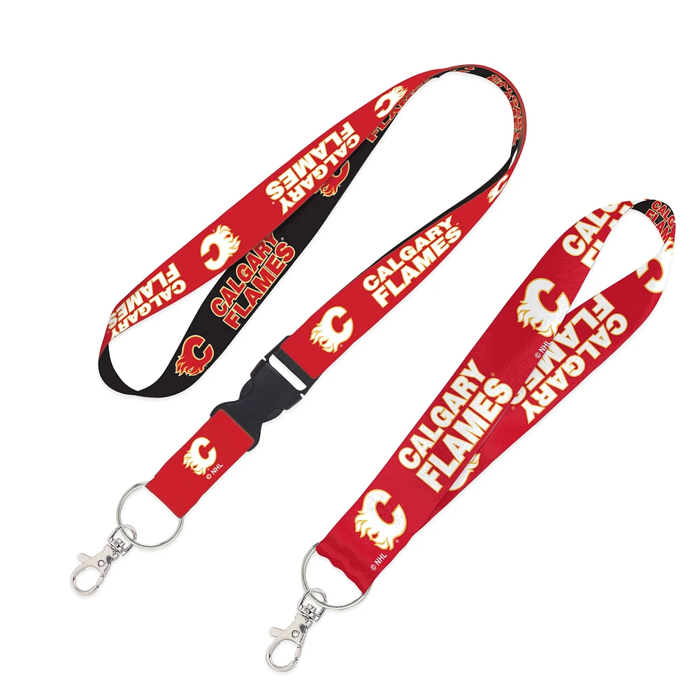 WinCraft Calgary Flames 2-Pack Lanyard avec boucle amovible et ensemble de sangles pour clés