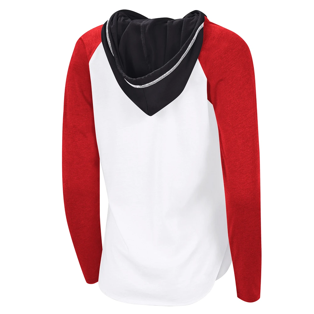 Women's G-III 4Her by Carl Banks  White Calgary Flames VIP Raglan Long Sleeve Hoodie T-Shirt
