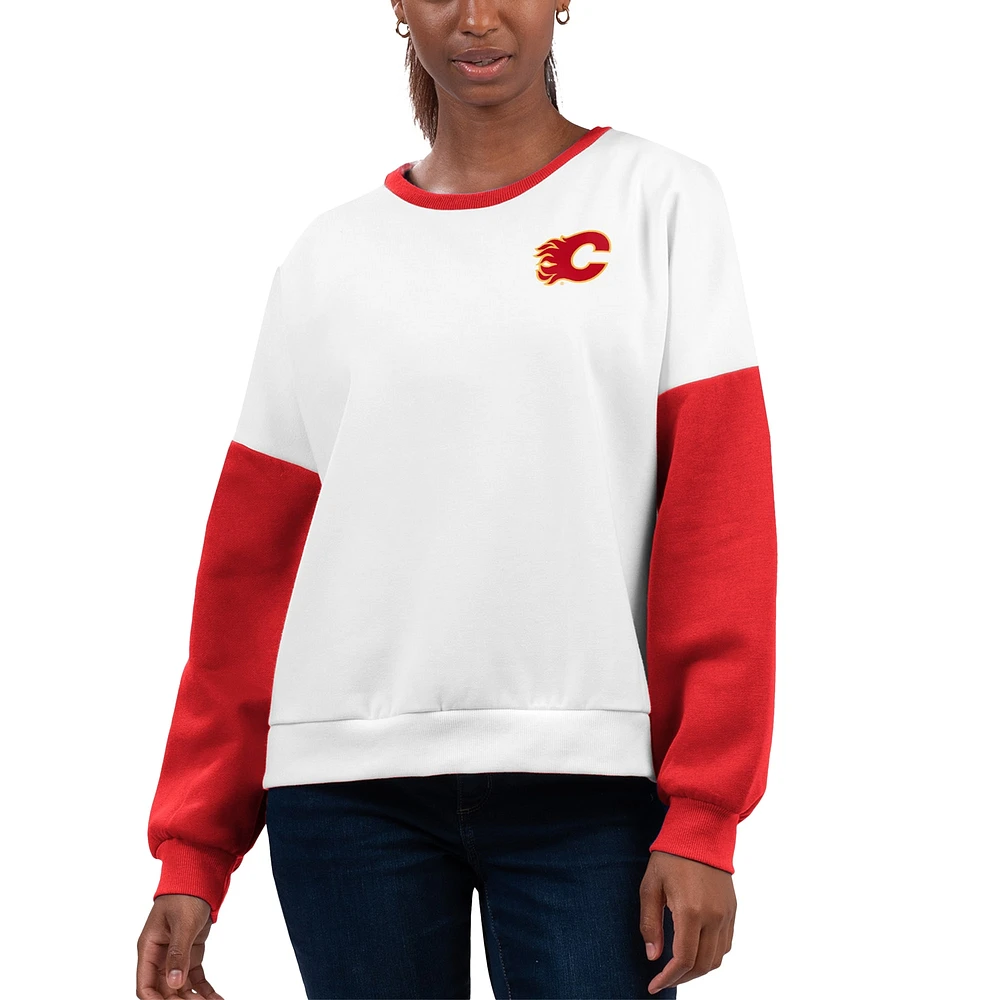 Women's Calgary Flames G-III 4Her by Carl Banks White A-Game Pullover Sweatshirt