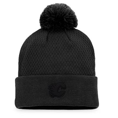 Fanatics pour femmes, noir, Flames de Calgary, repêchage 2022 de la LNH - Bonnet en tricot à revers authentique Pro Road