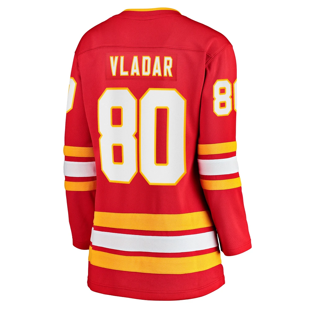 Maillot de joueur échappé à domicile Fanatics Daniel Vladar des Flames Calgary, rouge pour femmes