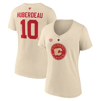 Fanatics pour femmes Jonathan Huberdeau crème Flames de Calgary 2023 NHL Heritage Classic Nom et numéro T-shirt à col en V