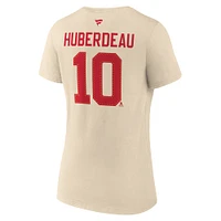 Fanatics pour femmes Jonathan Huberdeau crème Flames de Calgary 2023 NHL Heritage Classic Nom et numéro T-shirt à col en V