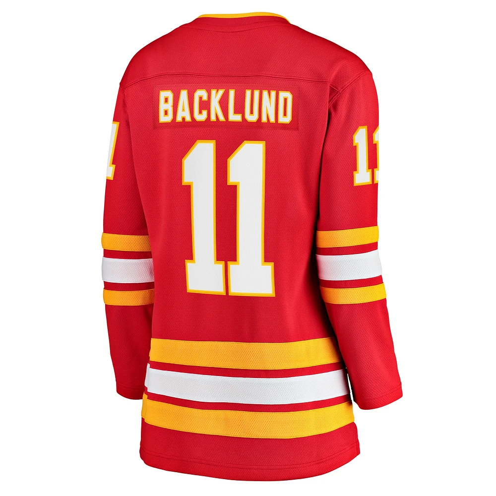 Maillot de joueur échappé l'équipe à domicile Fanatics Mikael Backlund des Flames Calgary, rouge, pour femmes