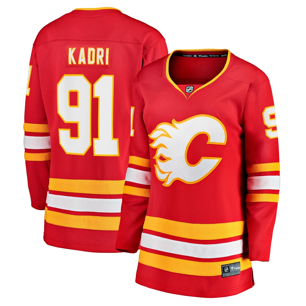 Maillot de joueur échappé à domicile Fanatics Nazem Kadri, rouge des Flames Calgary, pour femmes