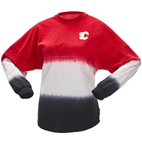 Women's Fanatics Red/Black Calgary Flames Ombre Long Sleeve T-Shirt