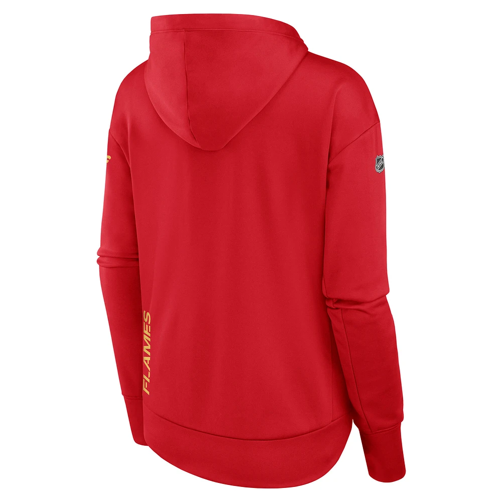 Women's Fanatics Red Calgary Flames Authentic Pro Scuba Neck Full-Zip Hoodie