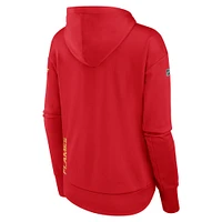 Women's Fanatics Red Calgary Flames Authentic Pro Scuba Neck Full-Zip Hoodie