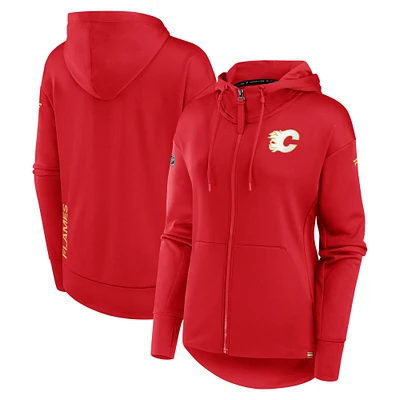 Women's Fanatics Red Calgary Flames Authentic Pro Scuba Neck Full-Zip Hoodie