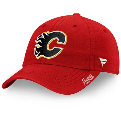 Logo principal de base des Flames de Calgary rouges de marque fanatiques pour femmes - Casquette ajustable