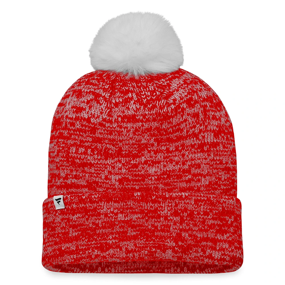 Women's Fanatics Red Calgary Flames Glimmer Cuffed Knit Hat with Pom