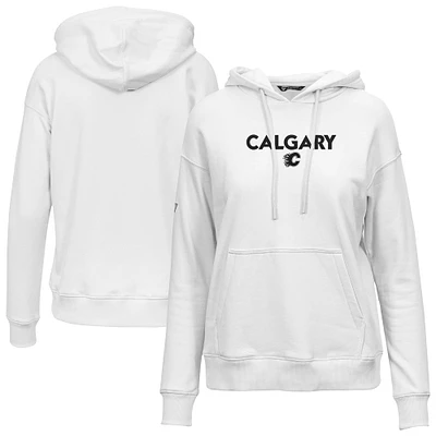 Women's Levelwear  White Calgary Flames Adorn City Capsule Pullover Hoodie