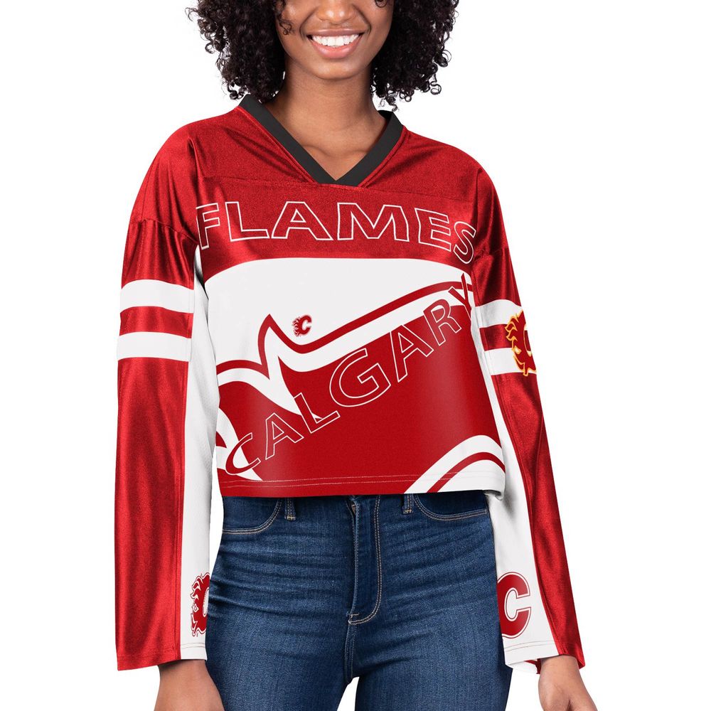 Concepts Sport Women's Calgary Flames Marathon Knit Long Sleeve T-Shirt, Small, Red