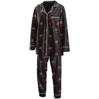 Women's WEAR by Erin Andrews Black Calgary Flames Long Sleeve Button-Up Shirt & Pants - Sleep Set