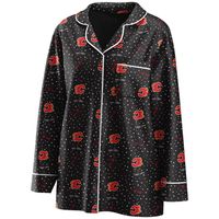 Women's WEAR by Erin Andrews Black Calgary Flames Long Sleeve Button-Up Shirt & Pants - Sleep Set