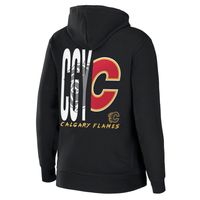 Women's WEAR by Erin Andrews Black Calgary Flames Sponge Fleece Full-Zip Hoodie