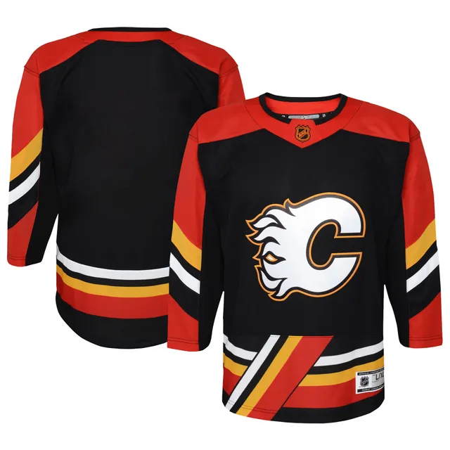 Youth Fanatics Branded Red/Black Calgary Flames Alternate Replica Blank Jersey Size: Large