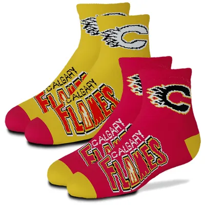 Calgary Flames For Bare Feet Youth 2-Pack Team Quarter-Length Socks