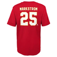 T-shirt rouge avec nom et numéro des Flames de Calgary pour jeune Jacob Markstrom