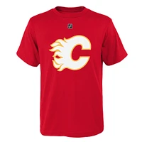 T-shirt rouge avec nom et numéro des Flames de Calgary pour jeunes Jonathan Huberdeau