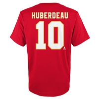 T-shirt rouge avec nom et numéro des Flames de Calgary pour jeunes Jonathan Huberdeau