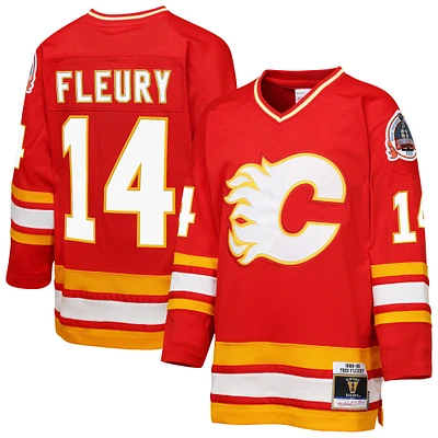 Maillot de joueur retraité la ligne bleue 198/89 des Flames Calgary Mitchell & Ness Theoren Fleury rouge