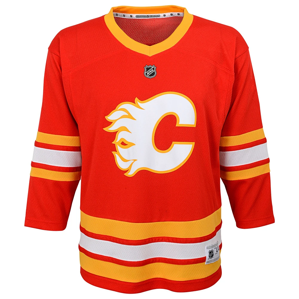 Maillot personnalisé réplique rouge pour jeunes des Flames de Calgary à domicile