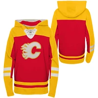 Youth Red Calgary Flames Lace-Up Pullover Hoodie