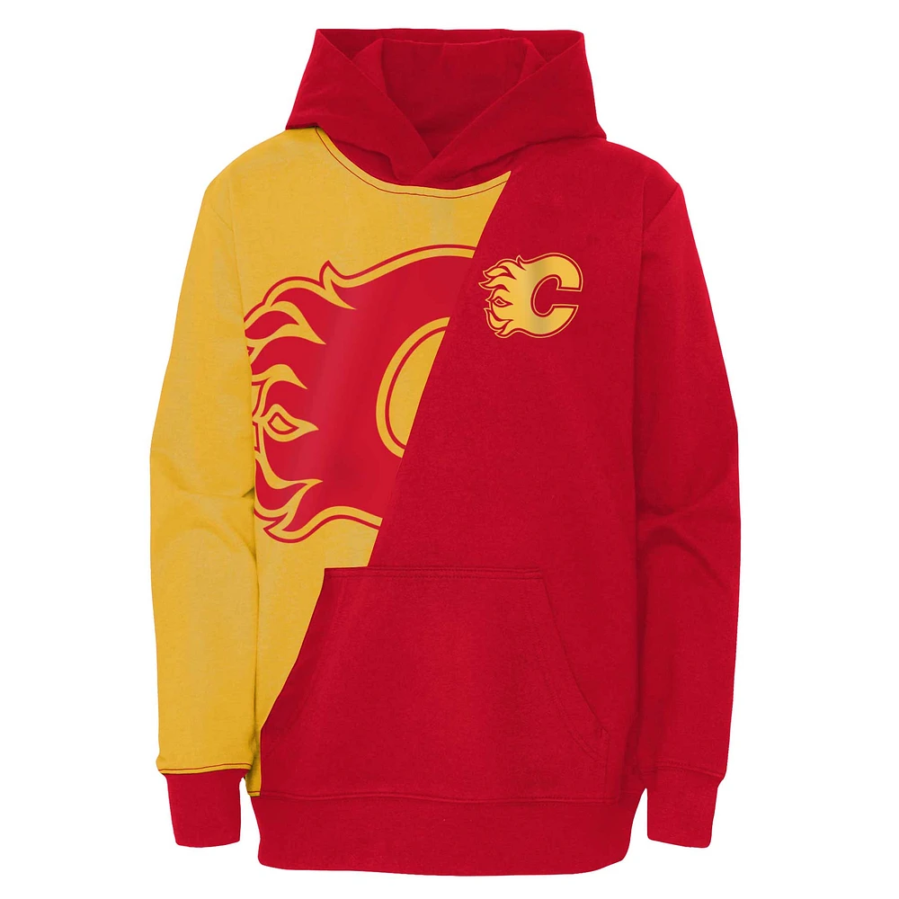 Youth Yellow/Red Calgary Flames Unrivaled - Pullover Hoodie