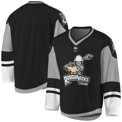 Maillot réplica sublimé pour hommes Calgary Roughnecks noir/gris