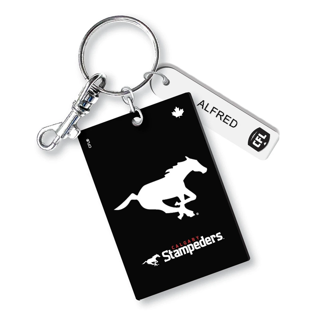  Calgary Stampeders Personalized Leather Rectangle Keychain