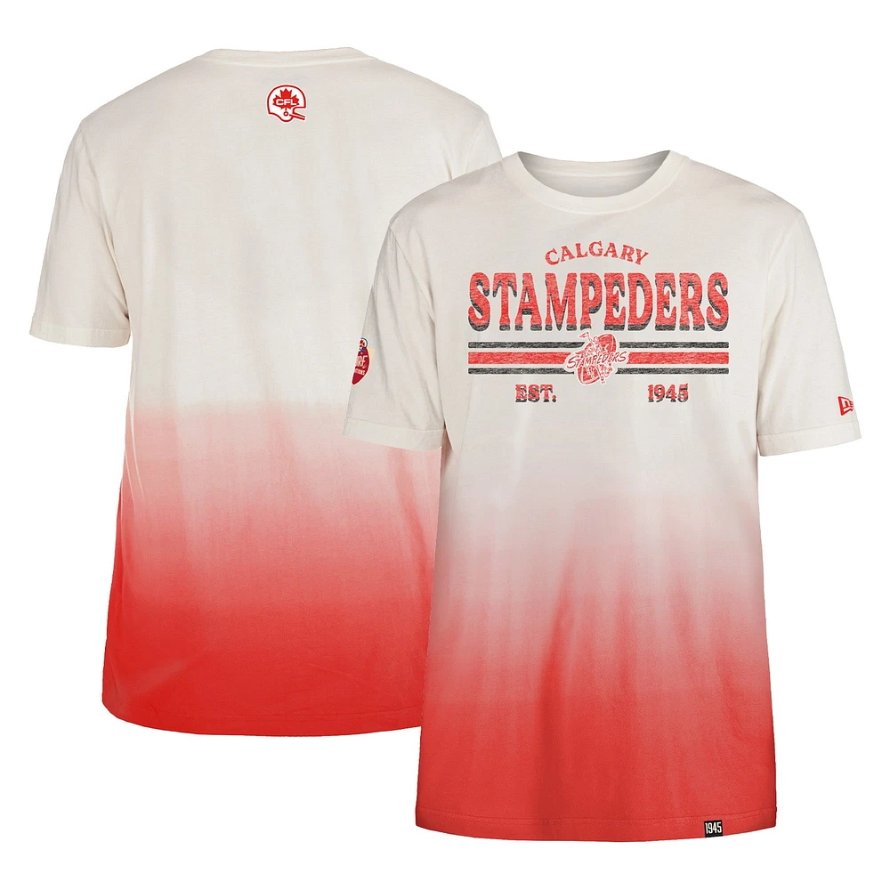 Men's New Era Red/Cream Calgary Stampeders Turf Traditions T-Shirt