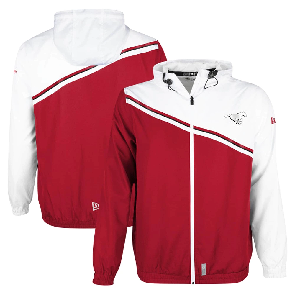 Veste rouge à fermeture éclair intégrale tissée Ripstop des Stampeders de Calgary New Era pour hommes