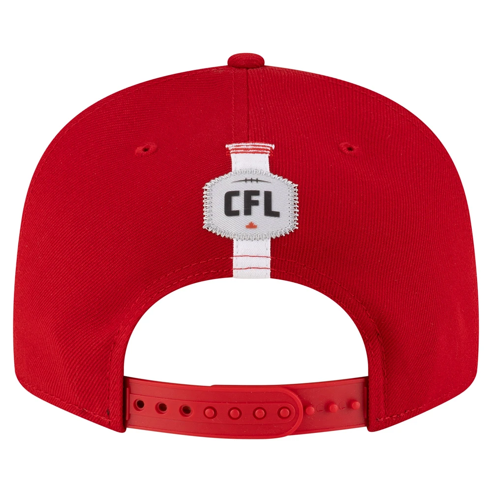 Men's New Era Red Calgary Stampeders Sideline 9FIFTY Snapback Hat