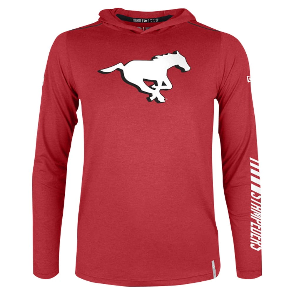 Men's New Era Red Calgary Stampeders Sideline Corral Long Sleeve Hoodie T-Shirt