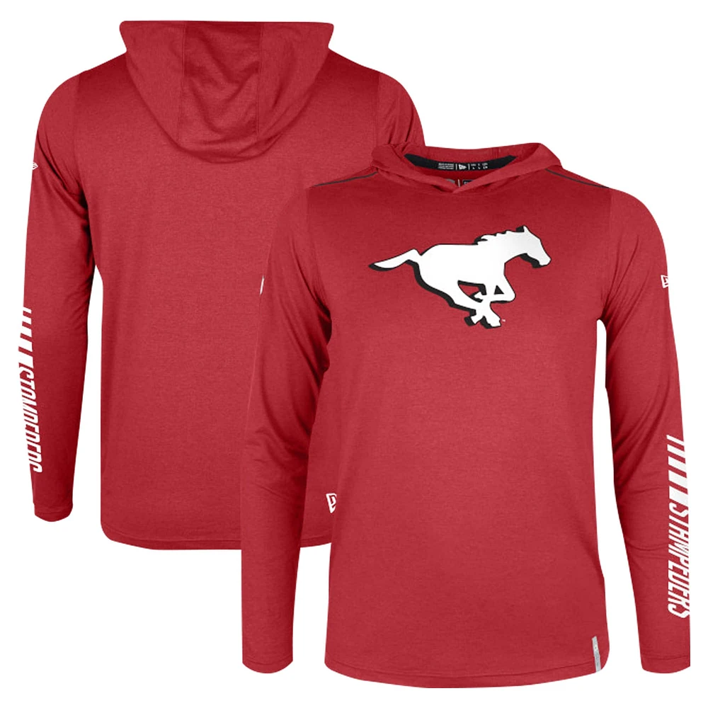 Men's New Era Red Calgary Stampeders Sideline Corral Long Sleeve Hoodie T-Shirt