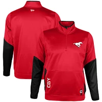 Haut en molleton Performance Sideline rouge à fermeture éclair quart de tour pour homme New Era des Stampeders Calgary