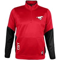 Haut en molleton Performance Sideline rouge à fermeture éclair quart de tour pour homme New Era des Stampeders Calgary