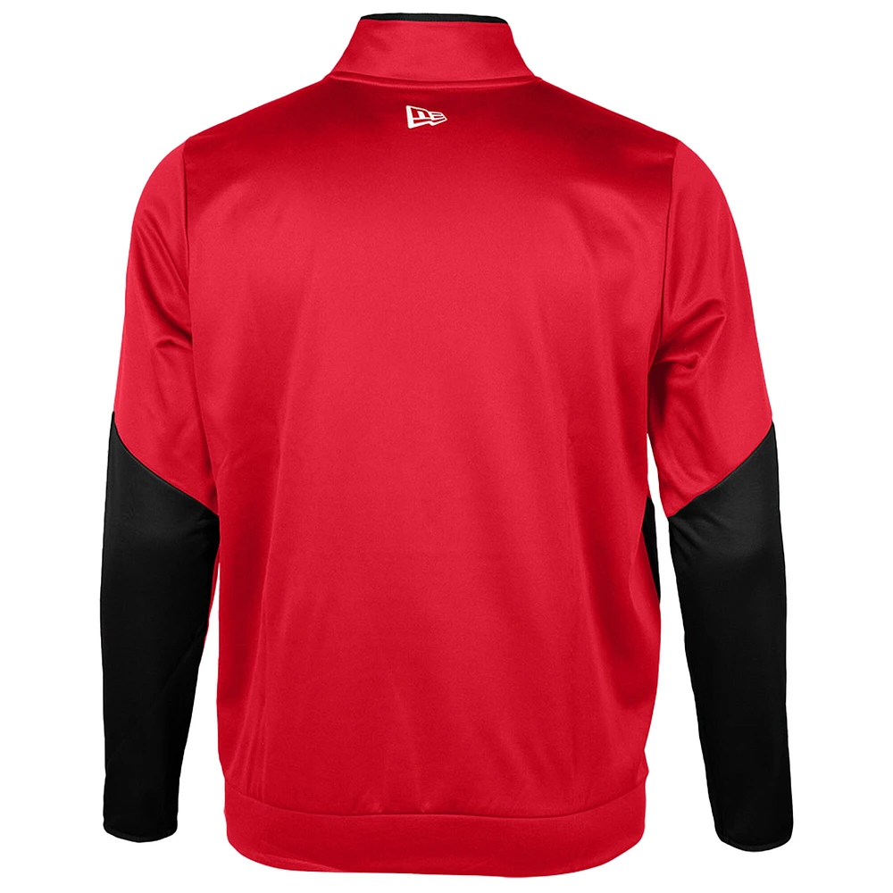Haut en molleton Performance Sideline rouge à fermeture éclair quart de tour pour homme New Era des Stampeders Calgary