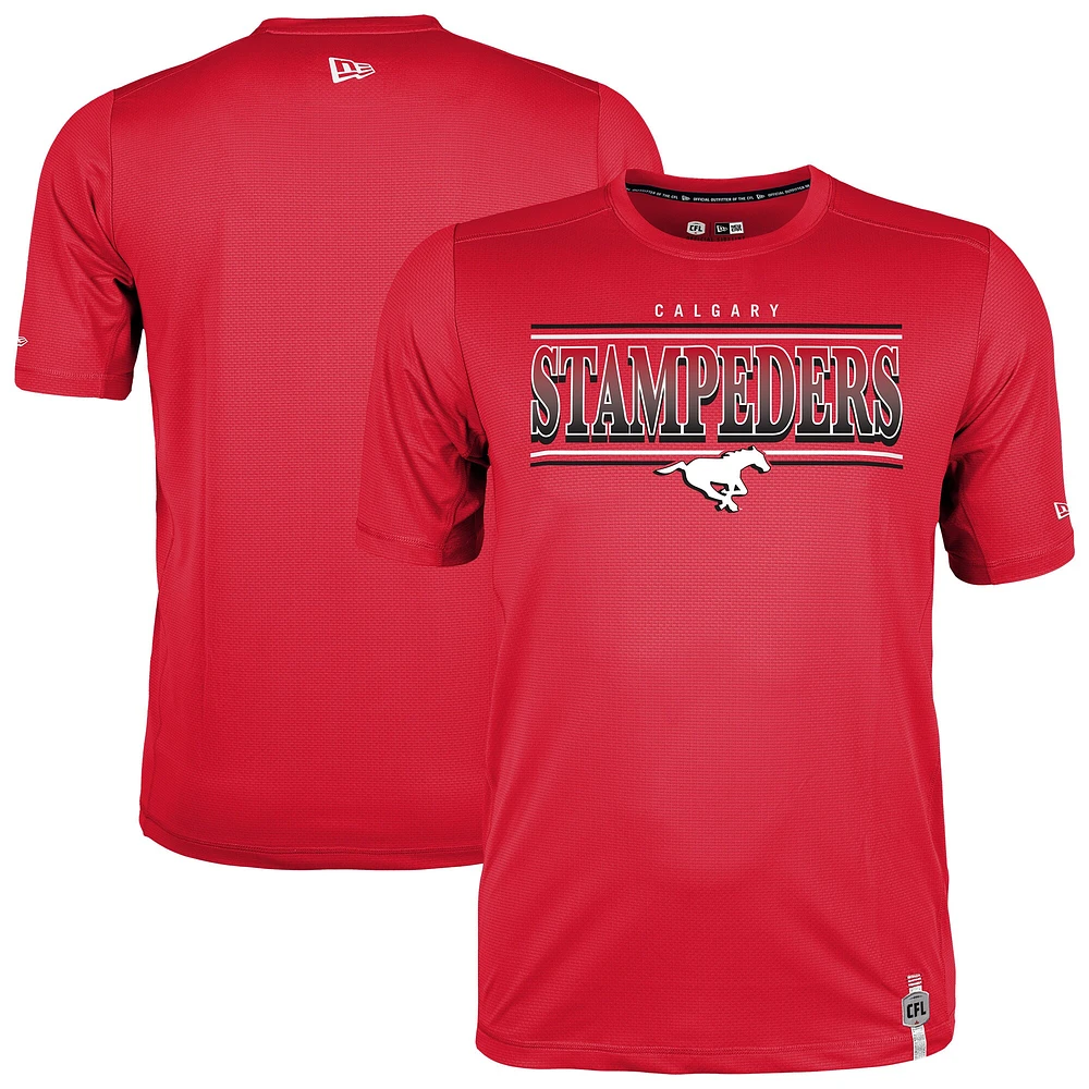 T-shirt de performance rouge New Era pour homme des Stampeders Calgary