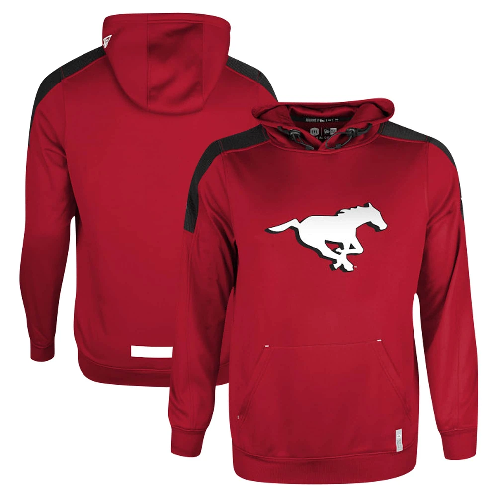 Men's New Era Red Calgary Stampeders Sideline Shuffle Pullover Hoodie