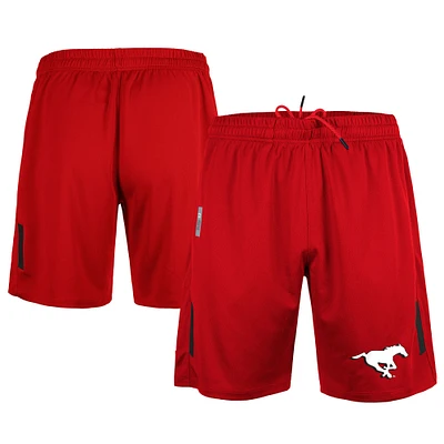 Short 5th & Ocean by New Era rouge pour hommes des Stampeders de Calgary Sideline Swift Performance en tricot