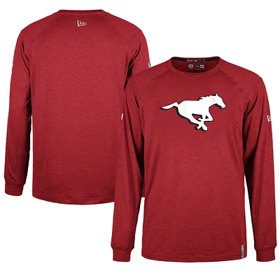 T-shirt à manches longues 5th & Ocean by New Era rouge pour hommes des Stampeders de Calgary Sideline Thrive Performance