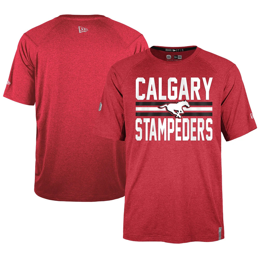 Men's New Era  Red Calgary Stampeders Sideline Varsity Performance T-Shirt