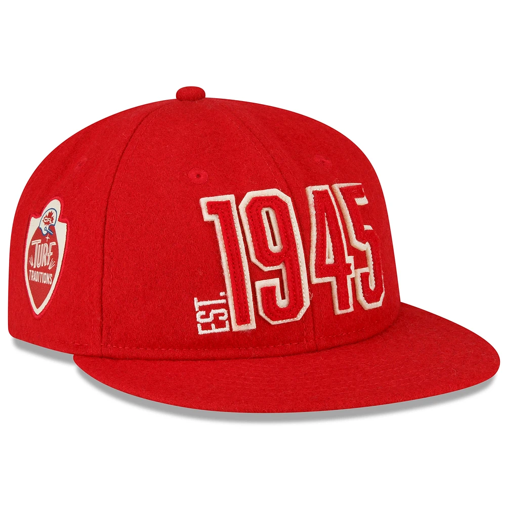 Casquette 9FIFTY Established Snapback pour homme New Era Red Calgary Stampeders Turf Traditions