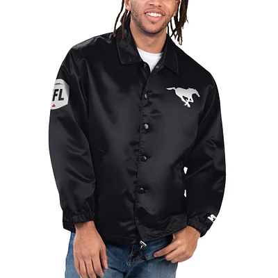 Men's Starter Black Calgary Stampeders Option Route Full-Snap Coaches Jacket