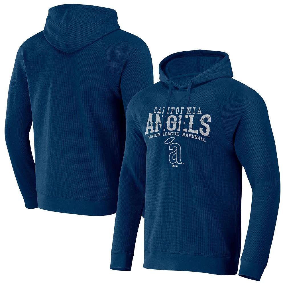 Men's Darius Rucker Collection by Fanatics  Navy California Angels Waffle-Knit Raglan Pullover Hoodie